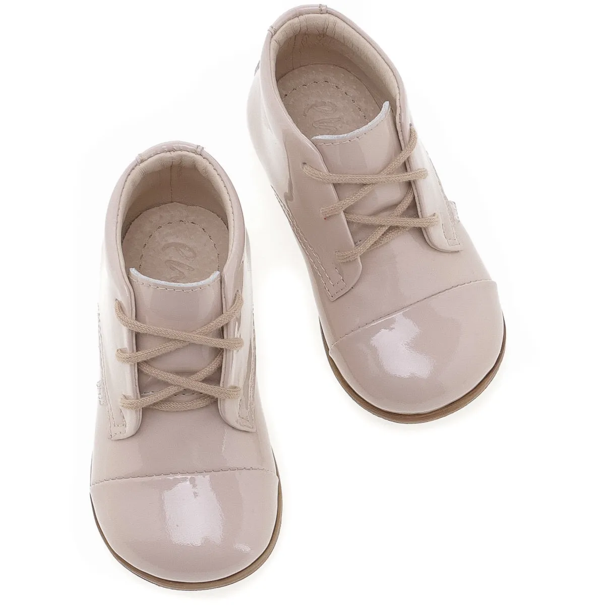 (1427-7) Emel classic first shoes beige patent leather