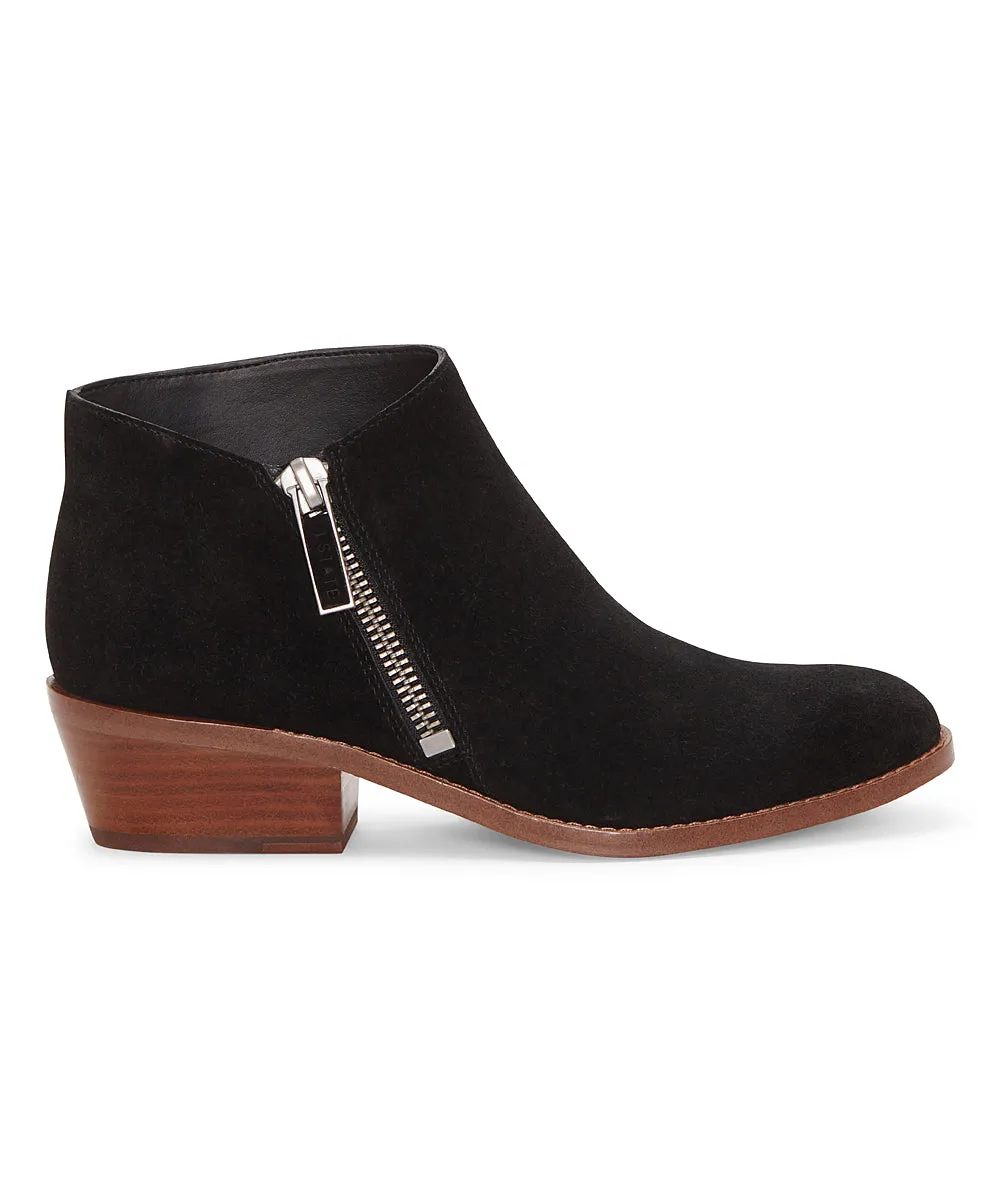 1.State Rosita Leather Boot Black Nubuck Suede Low Cut Designer Ankle Booties