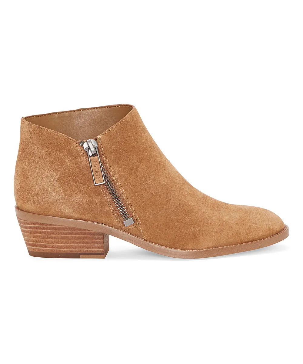 1.State Rosita Leather Boot Sesame Beige Suede Low Cut Designer Ankle Bootie