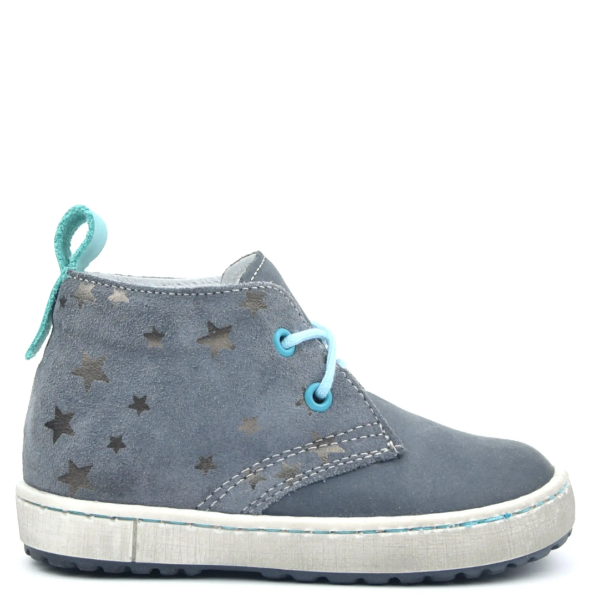 (2150-101) Emel Grey Blue Lace Up Trainers with stars