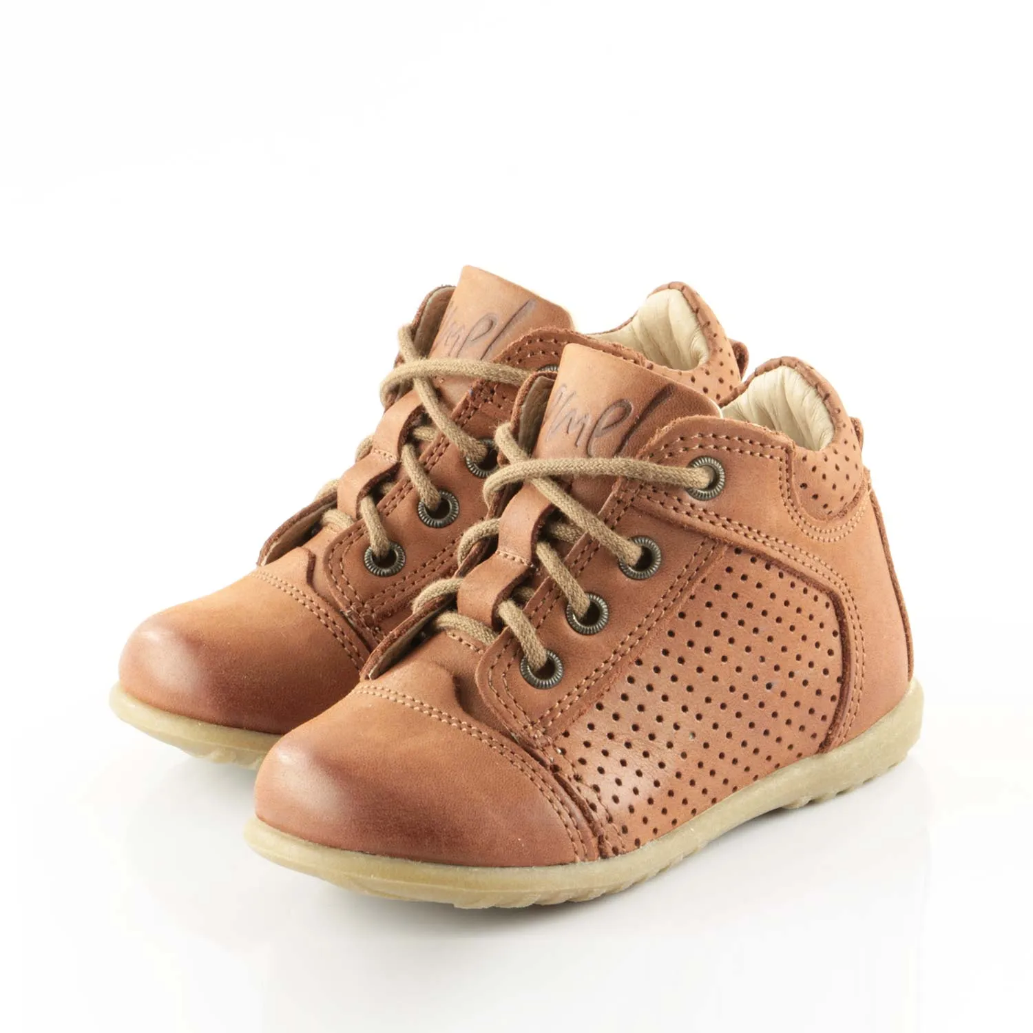 (2429-10) Emel brown Lace Up First Shoes