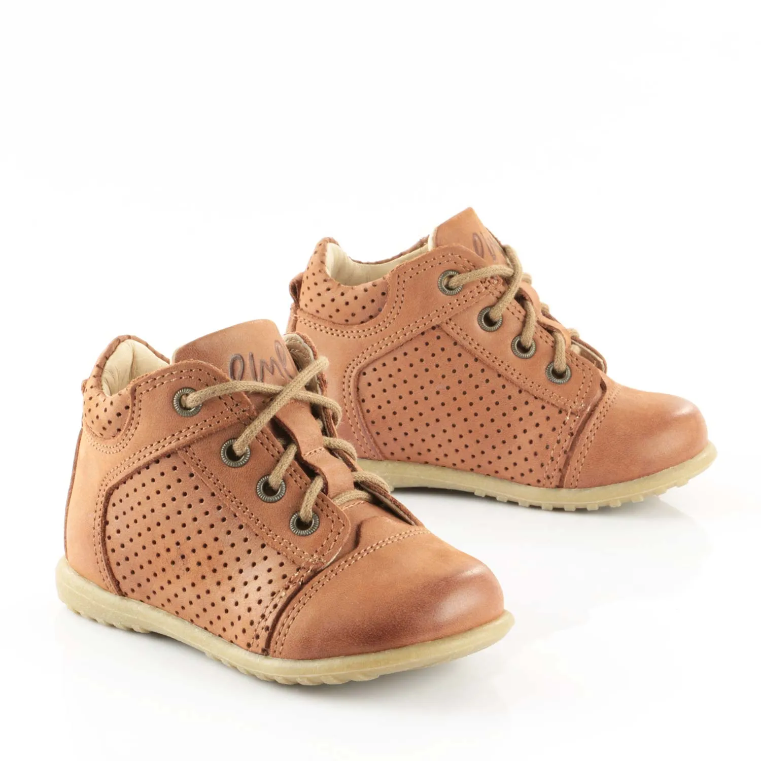 (2429-10) Emel brown Lace Up First Shoes