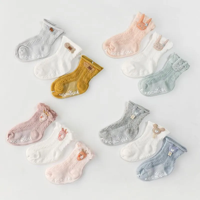 3-Pairs Baby Thin Mesh Anti-slip Socks