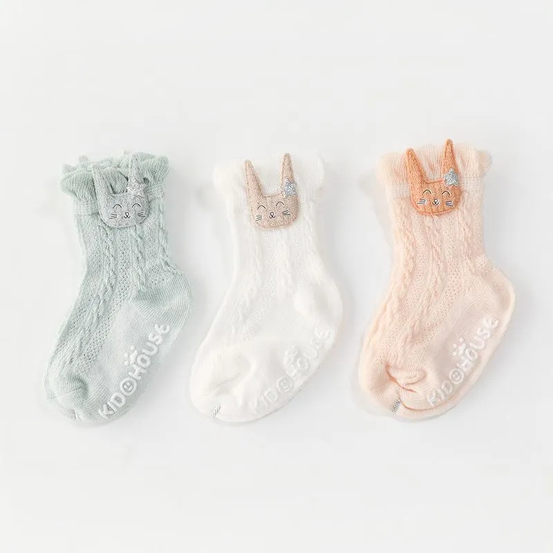 3-Pairs Baby Thin Mesh Anti-slip Socks