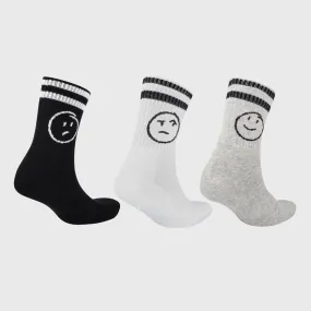 Airwalk Unisex 3 Pack  Smiley Crew Sock Black