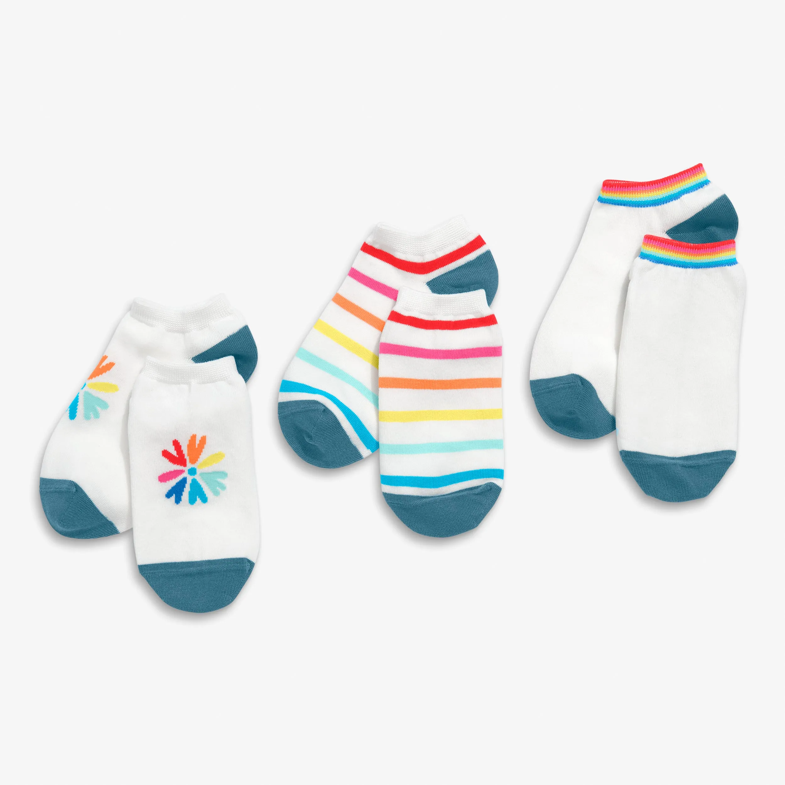 Ankle sock 3-pack in bright blooms mix