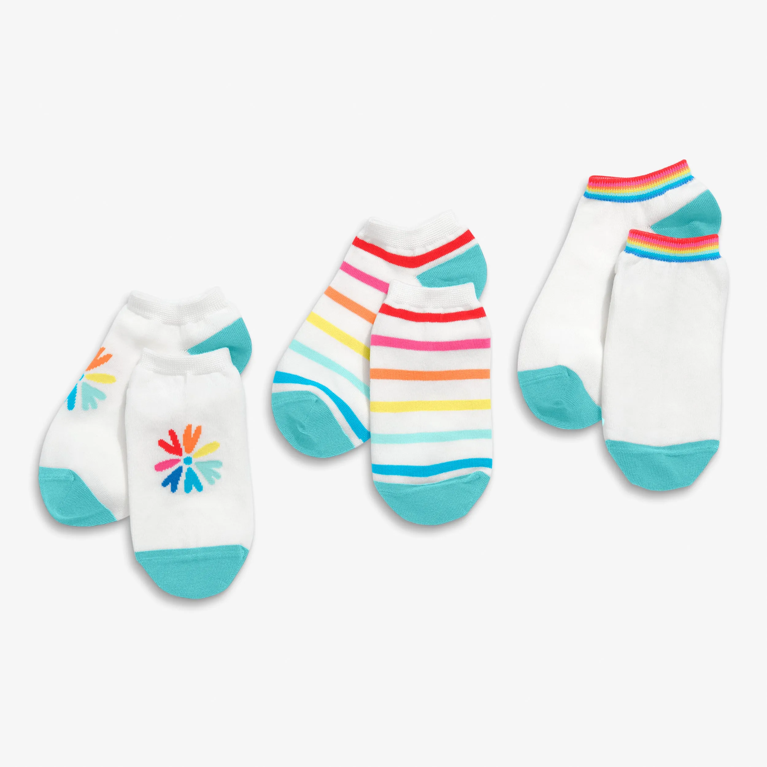 Ankle sock 3-pack in bright blooms mix