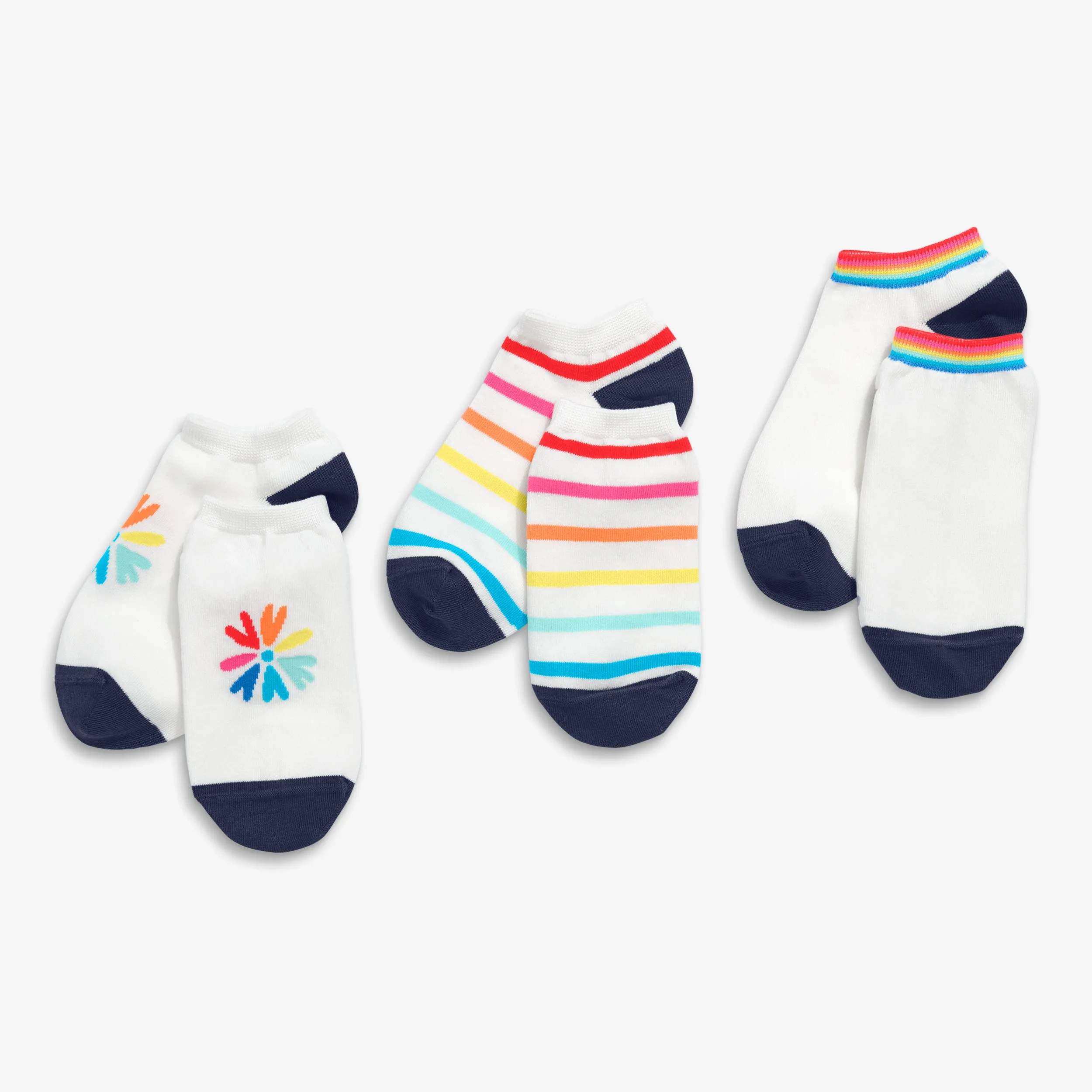 Ankle sock 3-pack in bright blooms mix