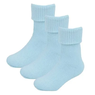 Babies 3 Pack Blue Plain TOT Socks (PK 6) assorted size per inner SK748