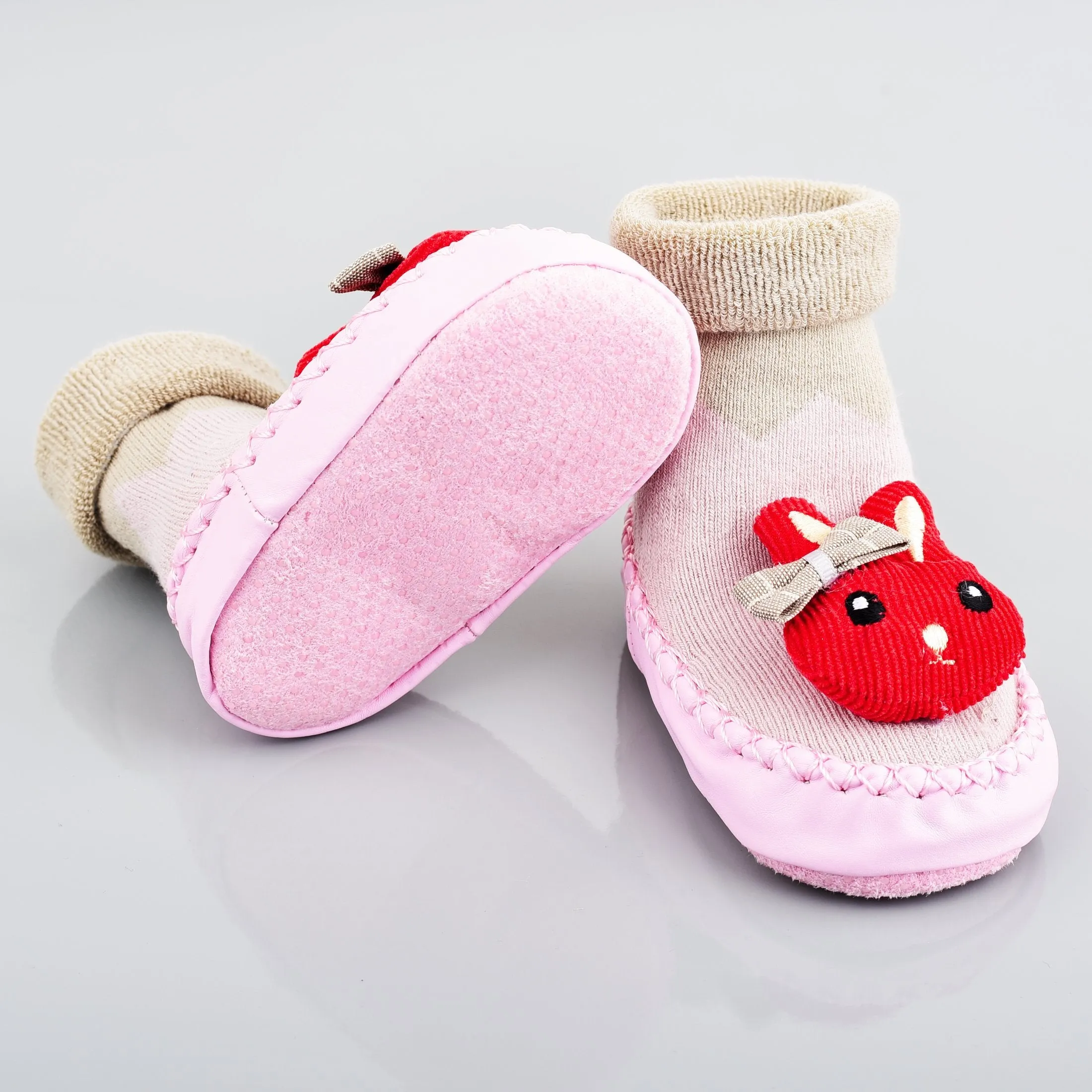 Baby Shower Red Rabbit Pink Socks Booties 5748