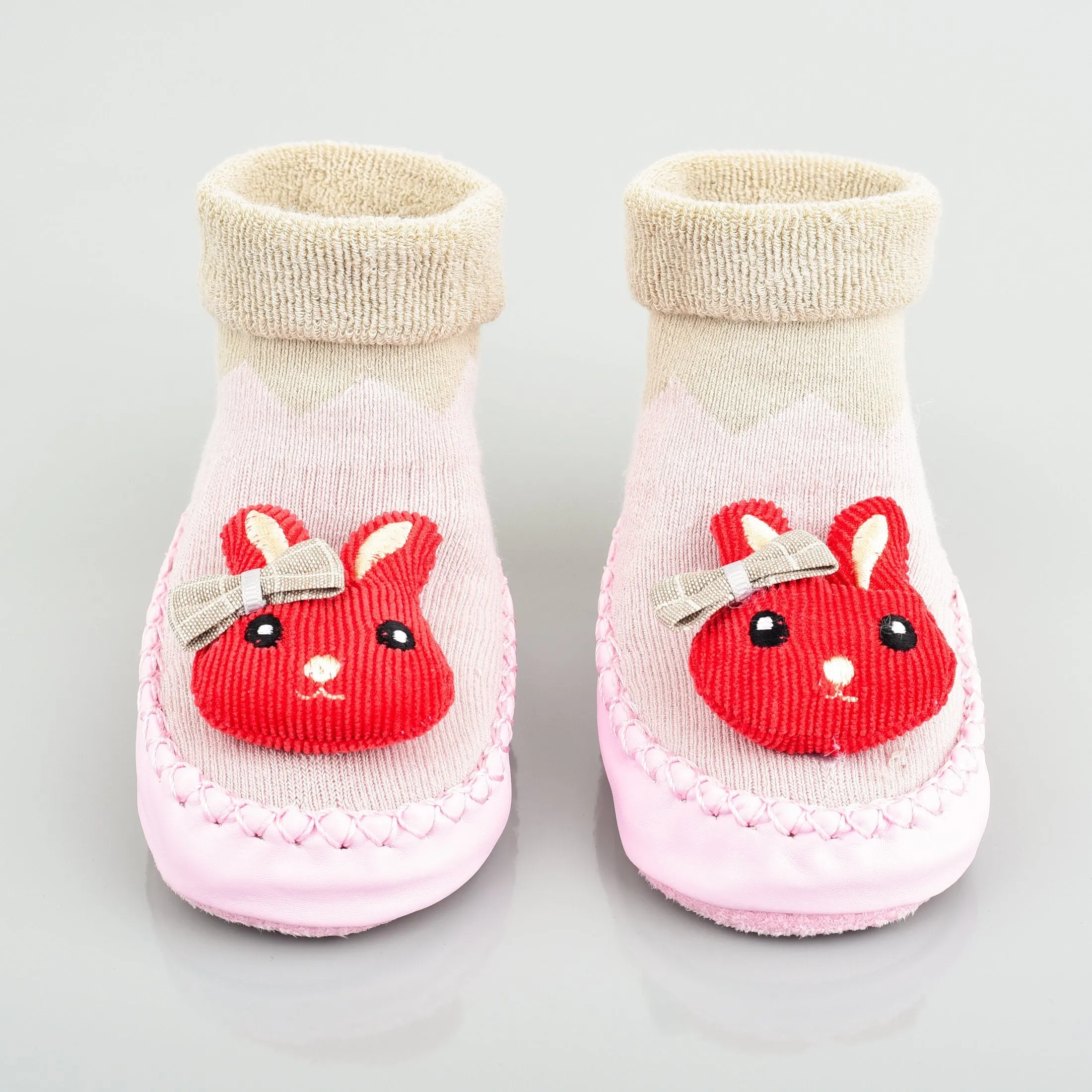 Baby Shower Red Rabbit Pink Socks Booties 5748