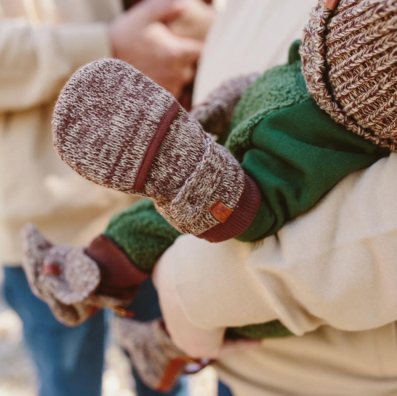 Bamboo Knit Organic Stay-On Mitts - Bark