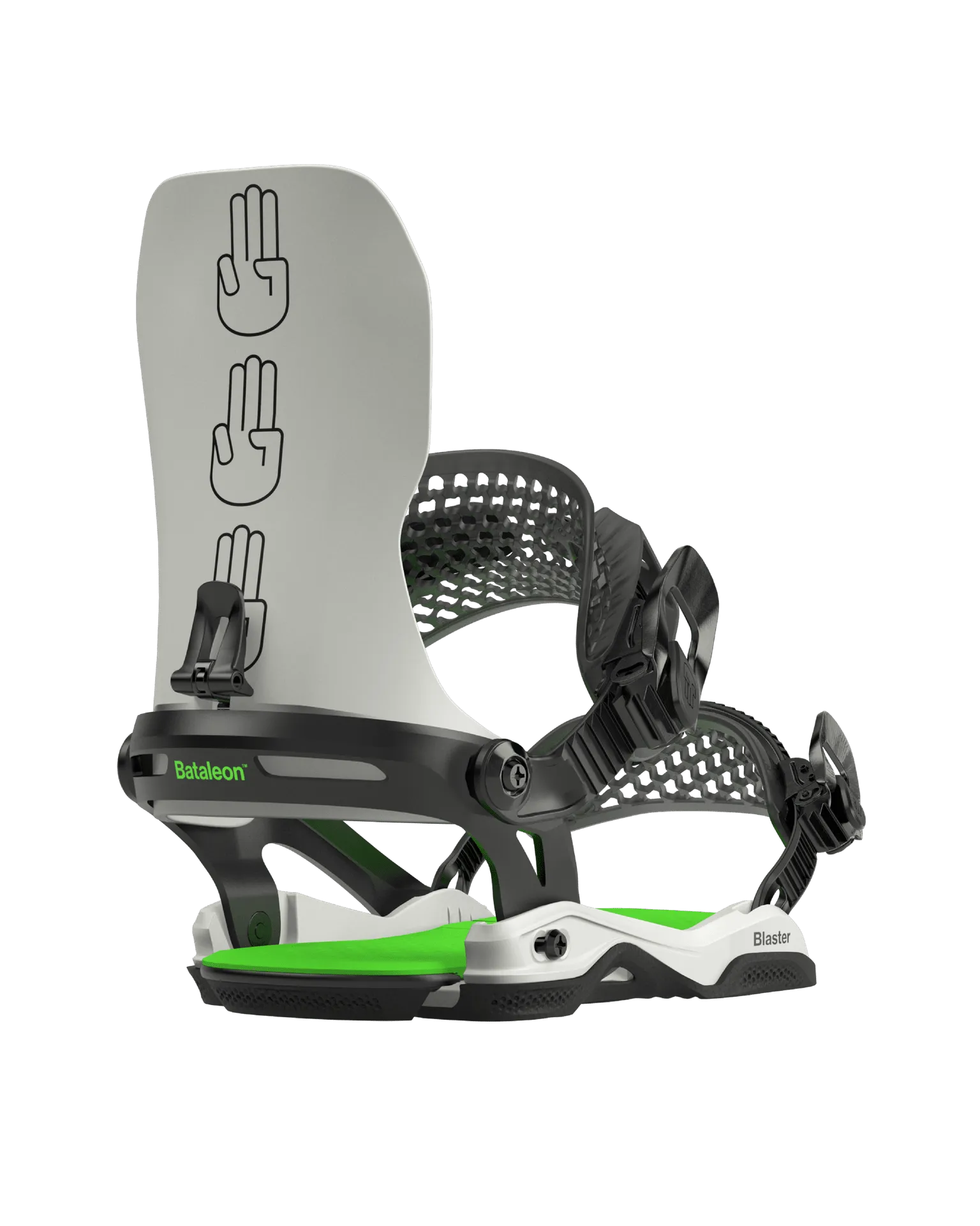 BATALEON Blaster AsymWrap Snowboard Bindings Glacier Gray/Neon Green 2024