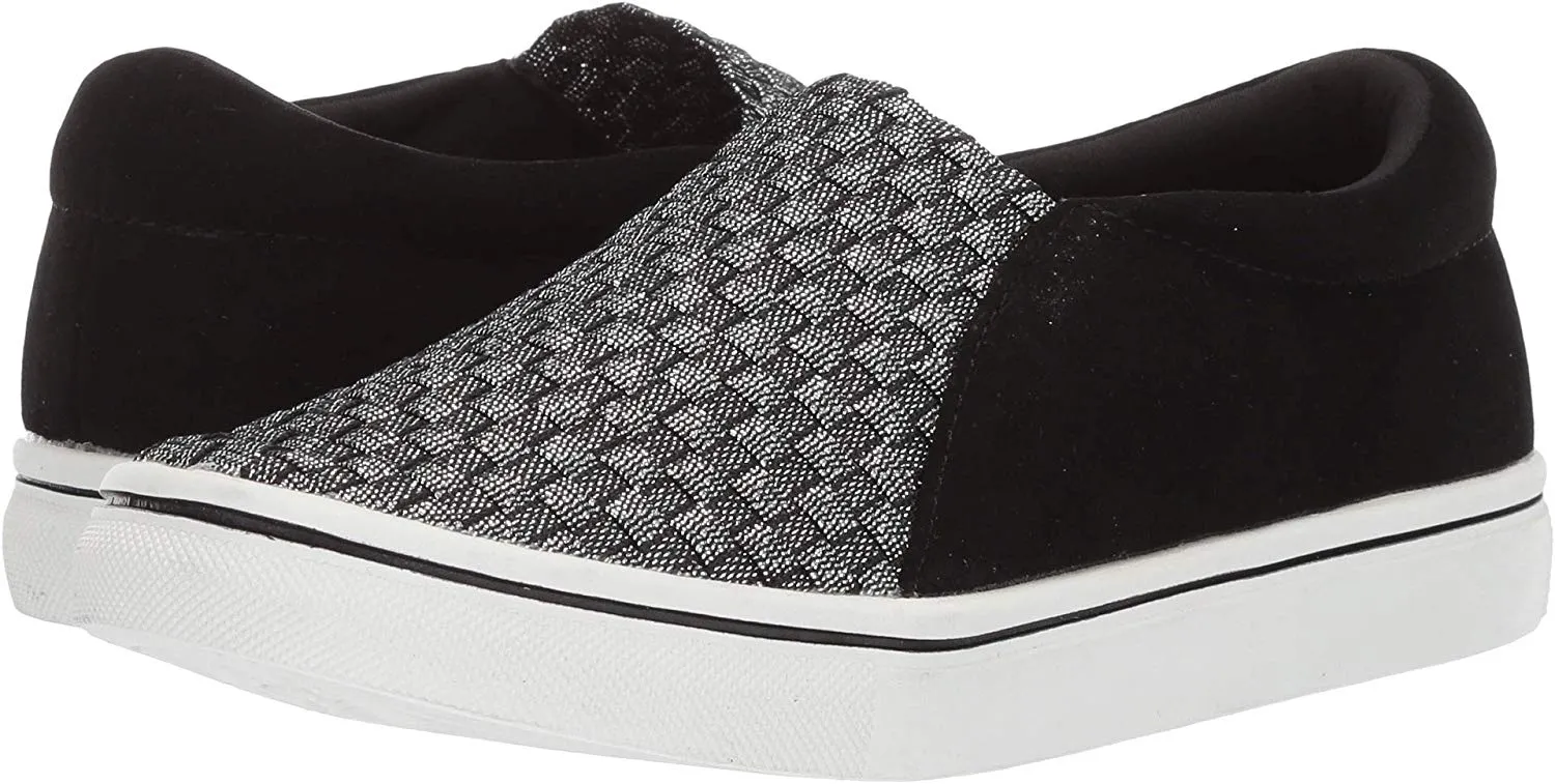 Bernie Mev. Kids Girl's Jilli Slip On (Little Kid/Big Kid) Black Shimmer Sneaker