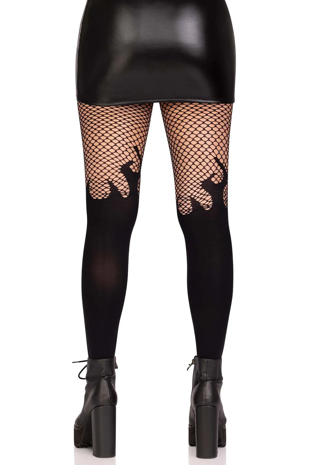 Black Flame Fishnet Tights [BLACK]