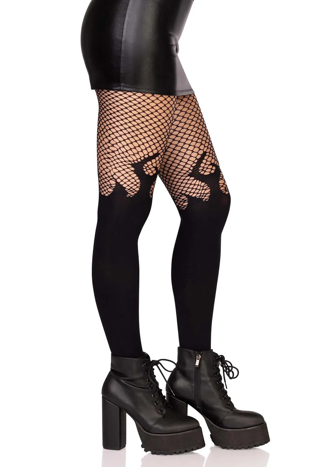 Black Flame Fishnet Tights [BLACK]