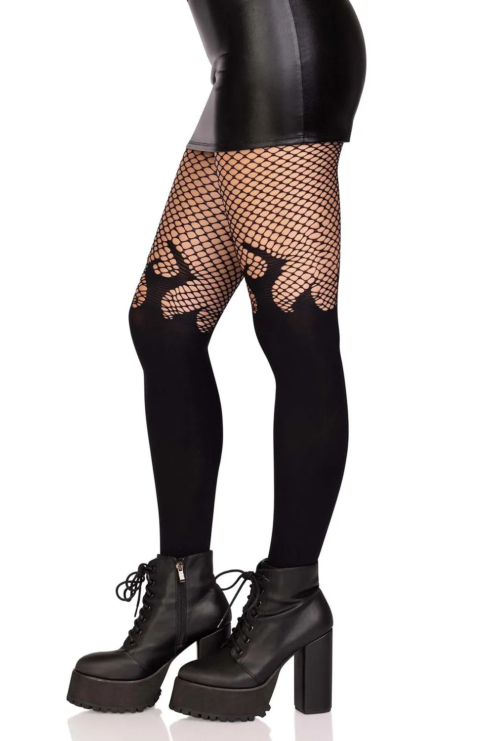 Black Flame Fishnet Tights [BLACK]