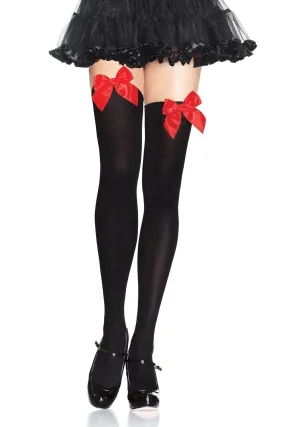 Blood Bows Thigh High Socks [BLACK/RED]