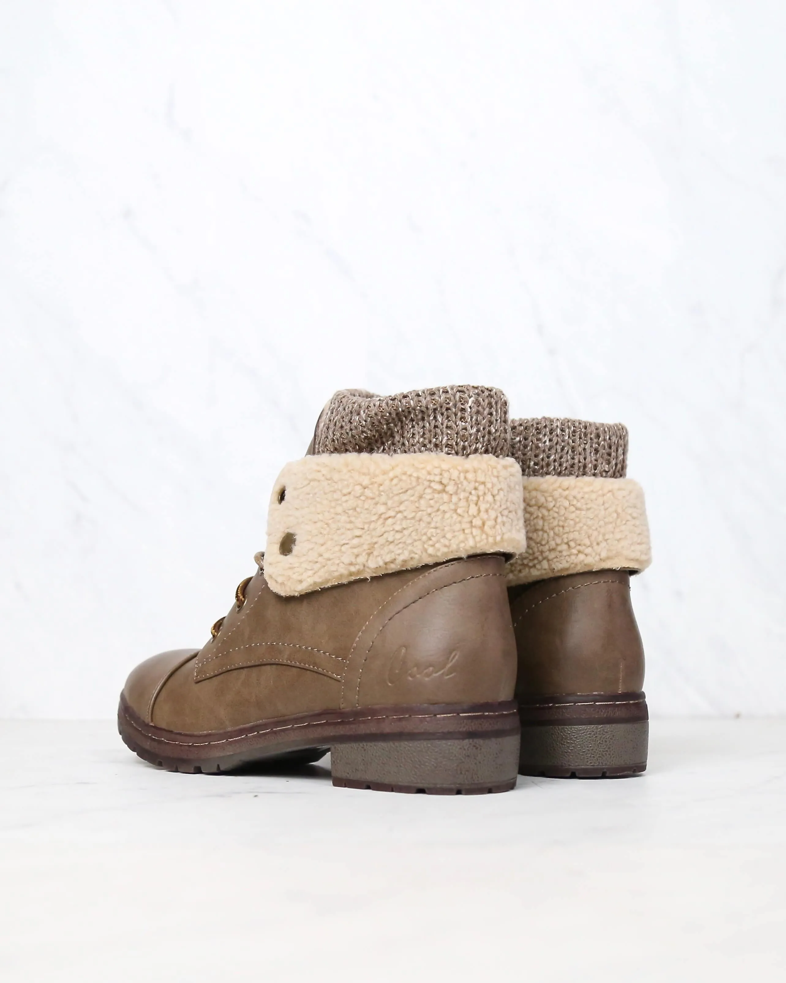 Coolway - Bring Leather Knit Sweater Cuff Ankle Boots in More Colors