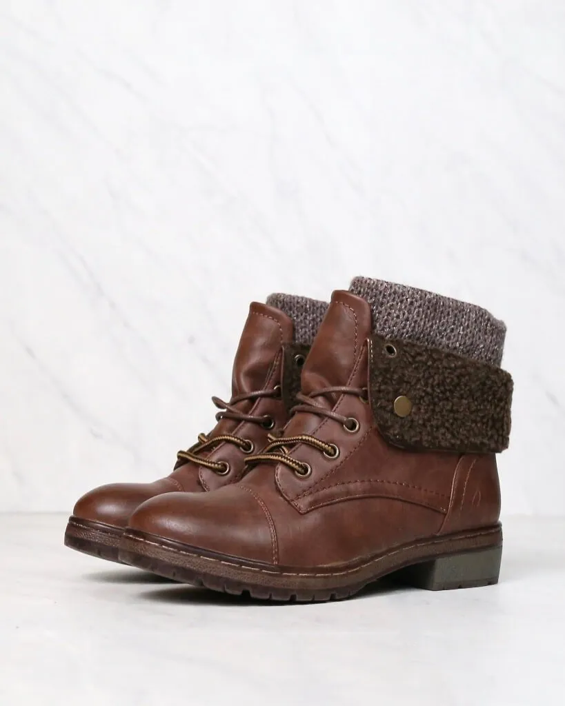 Coolway - Bring Leather Knit Sweater Cuff Ankle Boots in More Colors