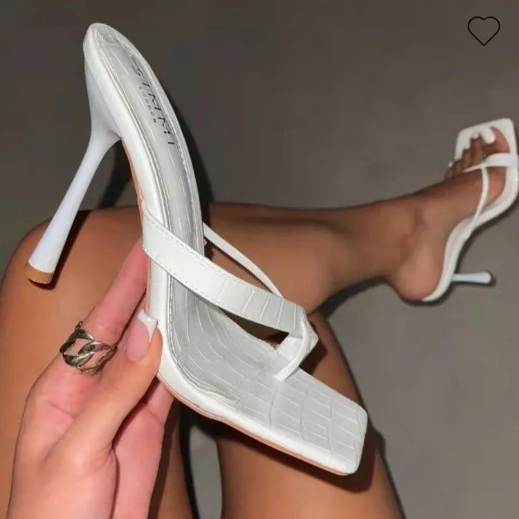 DEANWANGKT  New Foreign Trade Cross-Border plus Size Women's Shoes Southeast Asia Shopee Lazada  Flip-Toe Stiletto Heel