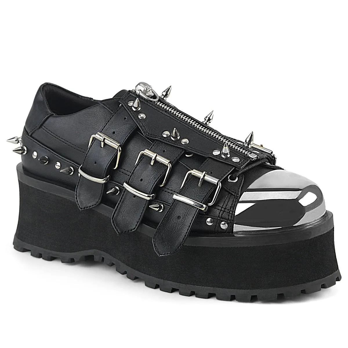 Demonia GRAVEDIGGER-03 | Black Vegan Leather Unisex Shoes