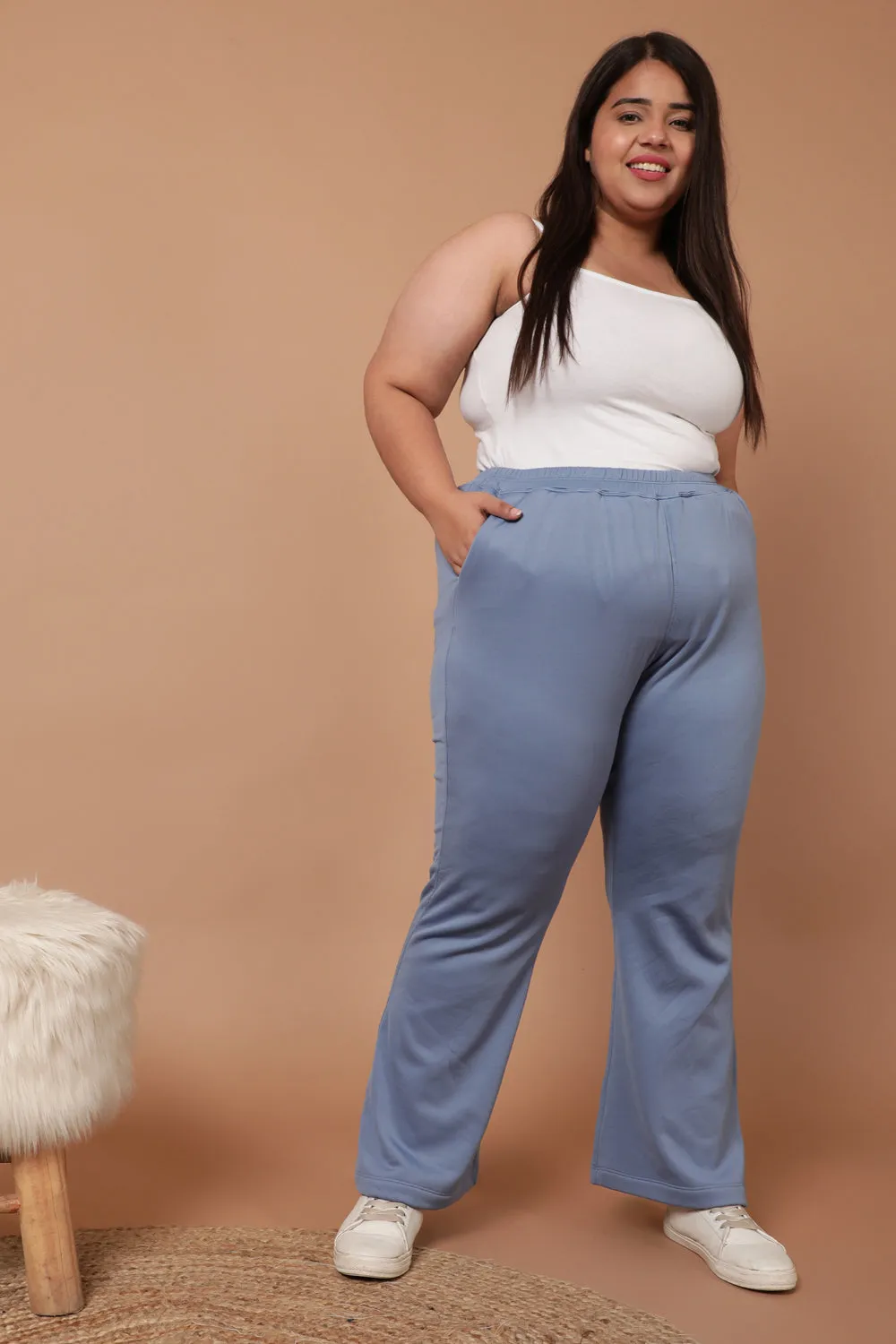 Denim Blue Bootcut Fleece Pants