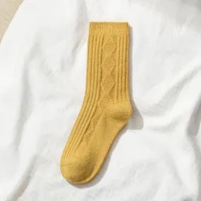 Diamond Wool and Cashmere Socks in Yellow