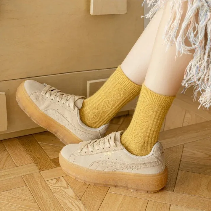 Diamond Wool and Cashmere Socks in Yellow