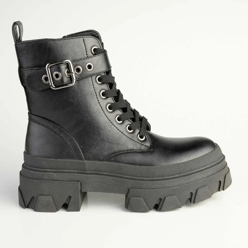 Dodos Kora Chunky Military Boot - Black