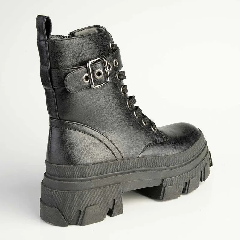 Dodos Kora Chunky Military Boot - Black