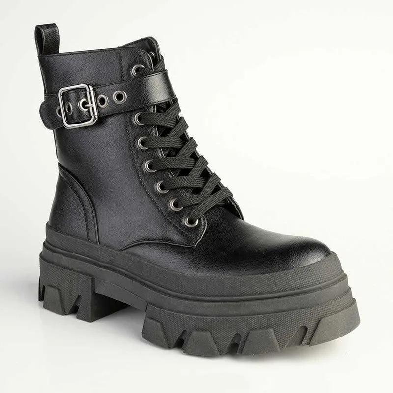 Dodos Kora Chunky Military Boot - Black