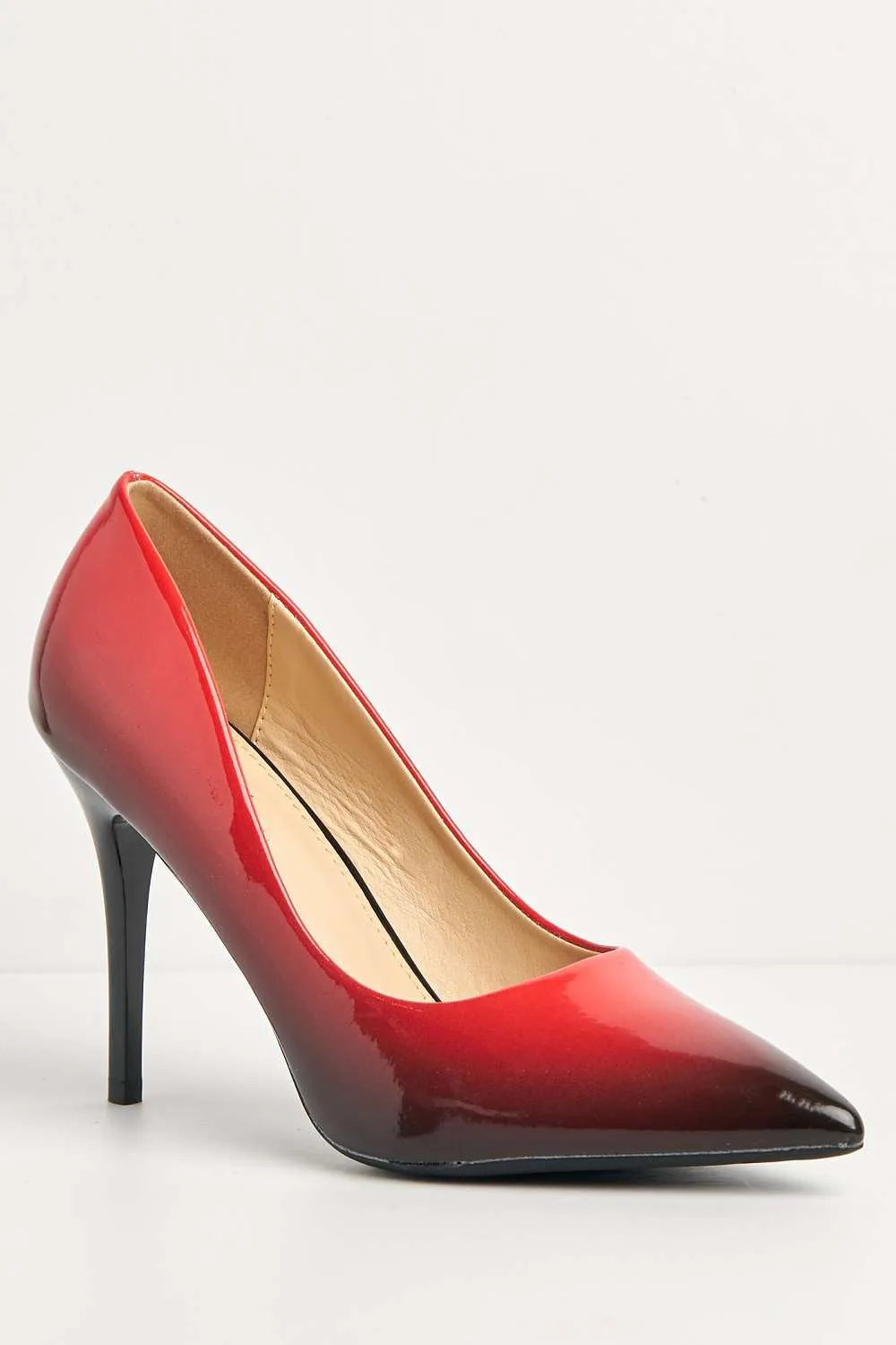 Dua Two Tone Pointed Toe Court Shoes in Red