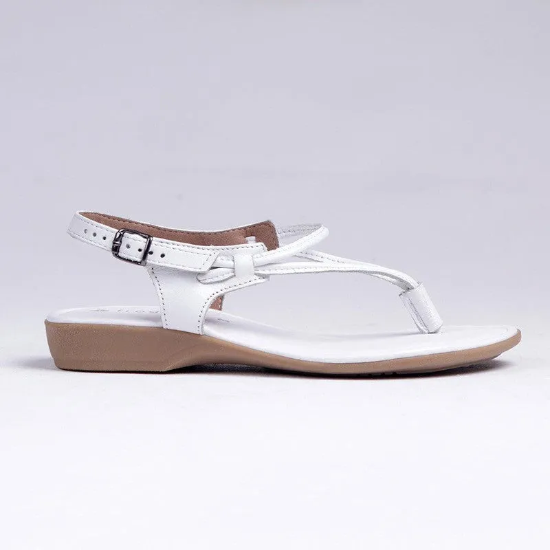 Froggie Ella Leather Comfort Thong Sandal - White