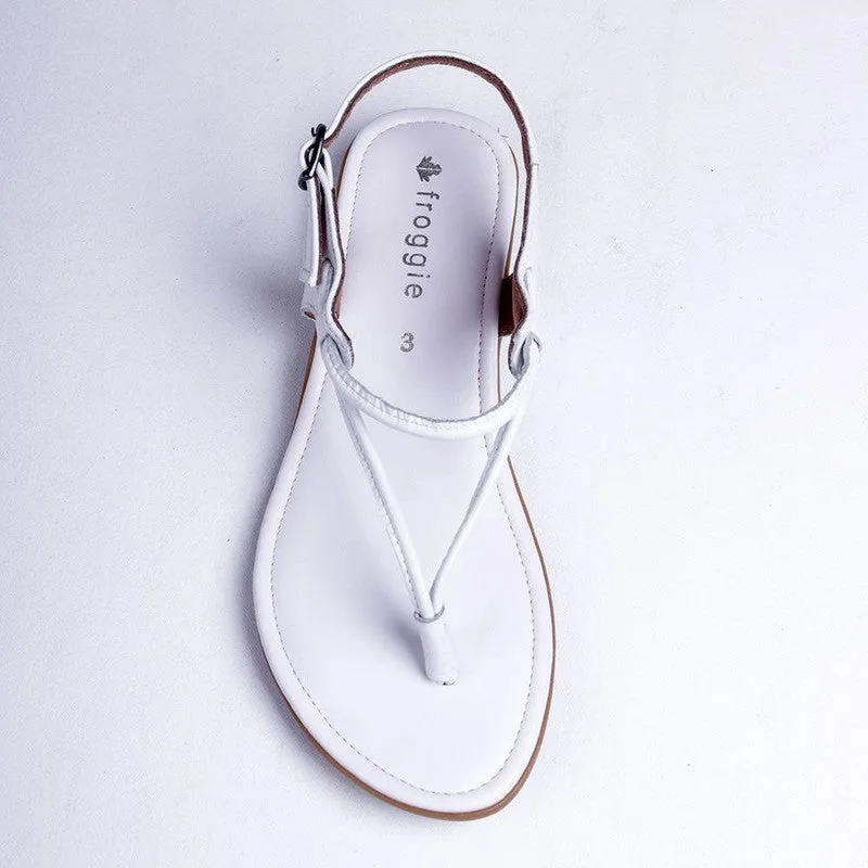 Froggie Ella Leather Comfort Thong Sandal - White