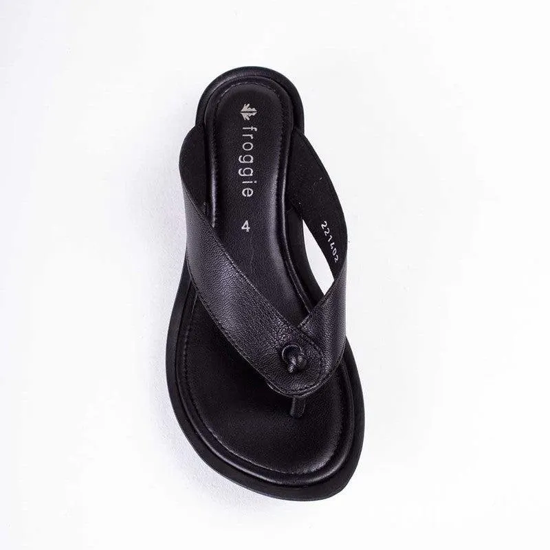 Froggie Rox Leather Comfort Thong Sandal - Black