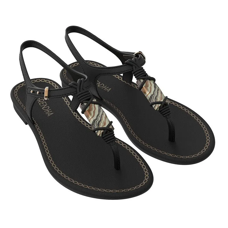 Grendha Slingback Sandals with Trim - Black