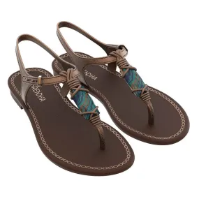 Grendha Slingback Sandals with Trim - Brown/Bronze