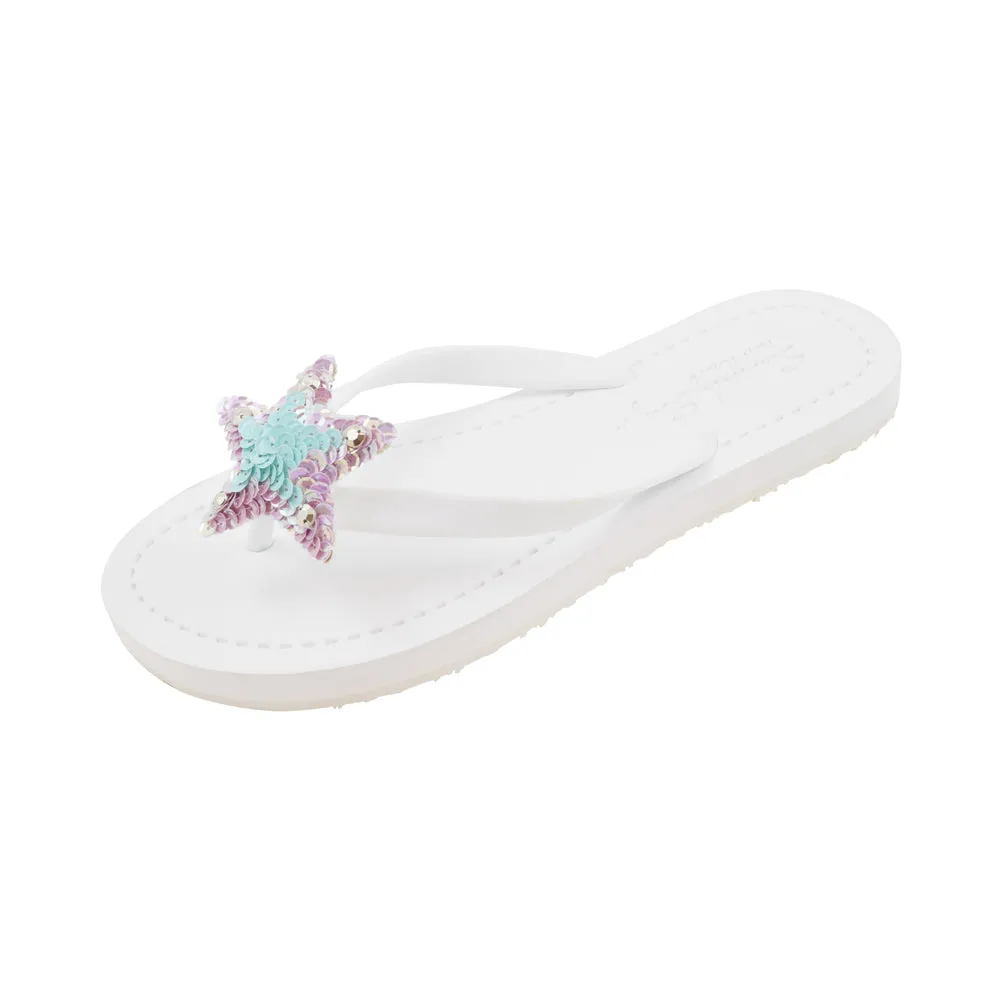 Hamptons Blue Star - Big Kids Embellished Girls Flip Flop Sandal