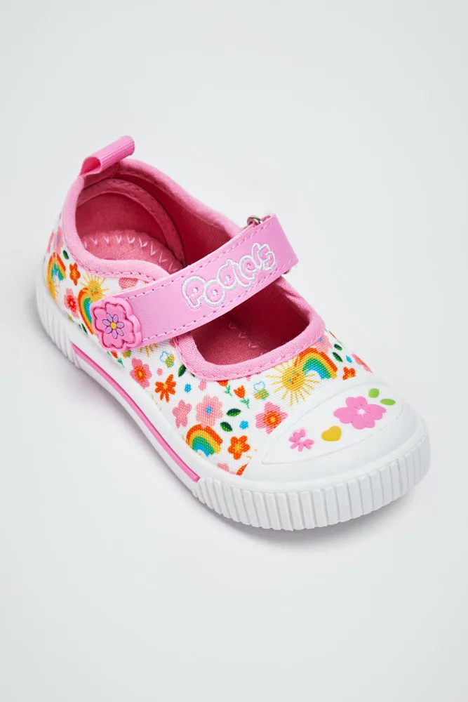 Infants Podlers Canvas Baby Shoes Strap Over Pink Halle Happy days sale