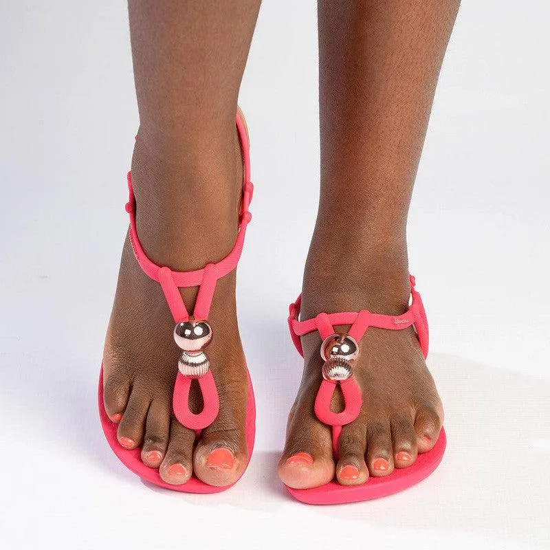 Ipanema Kai Button Trim Thong Sandals - Pink/Bronze