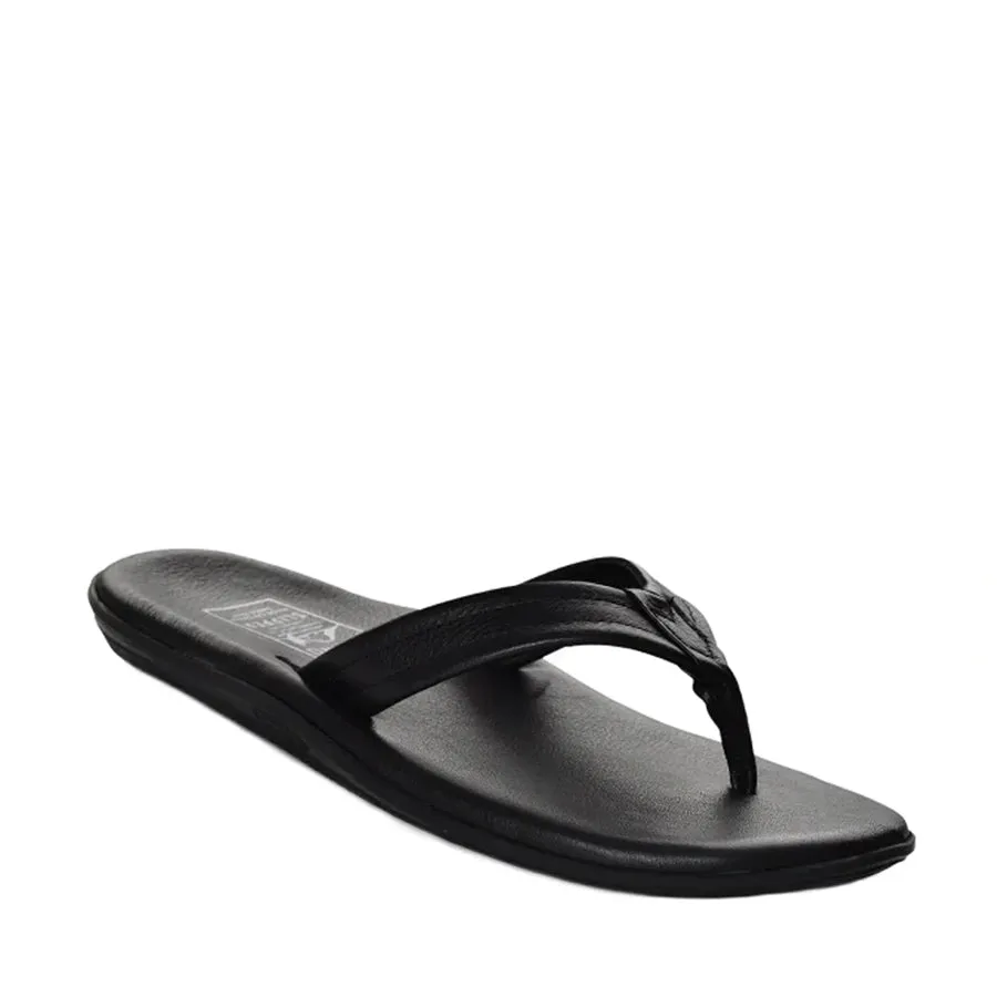 Island Slipper Men's Thong Leather Black