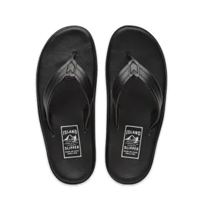 Island Slipper Men's Thong Leather Black