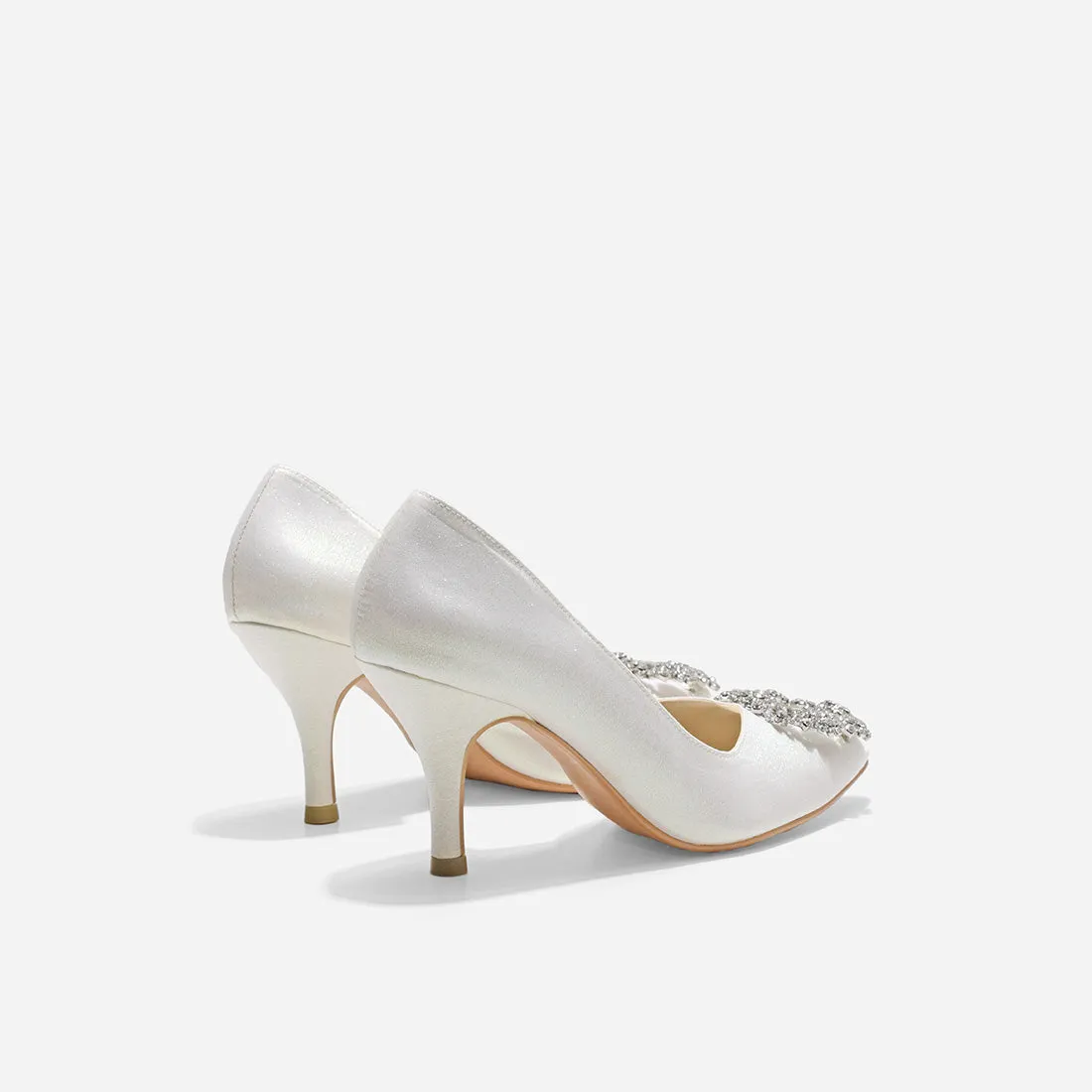 Jade Cynthia White Glitter Heels