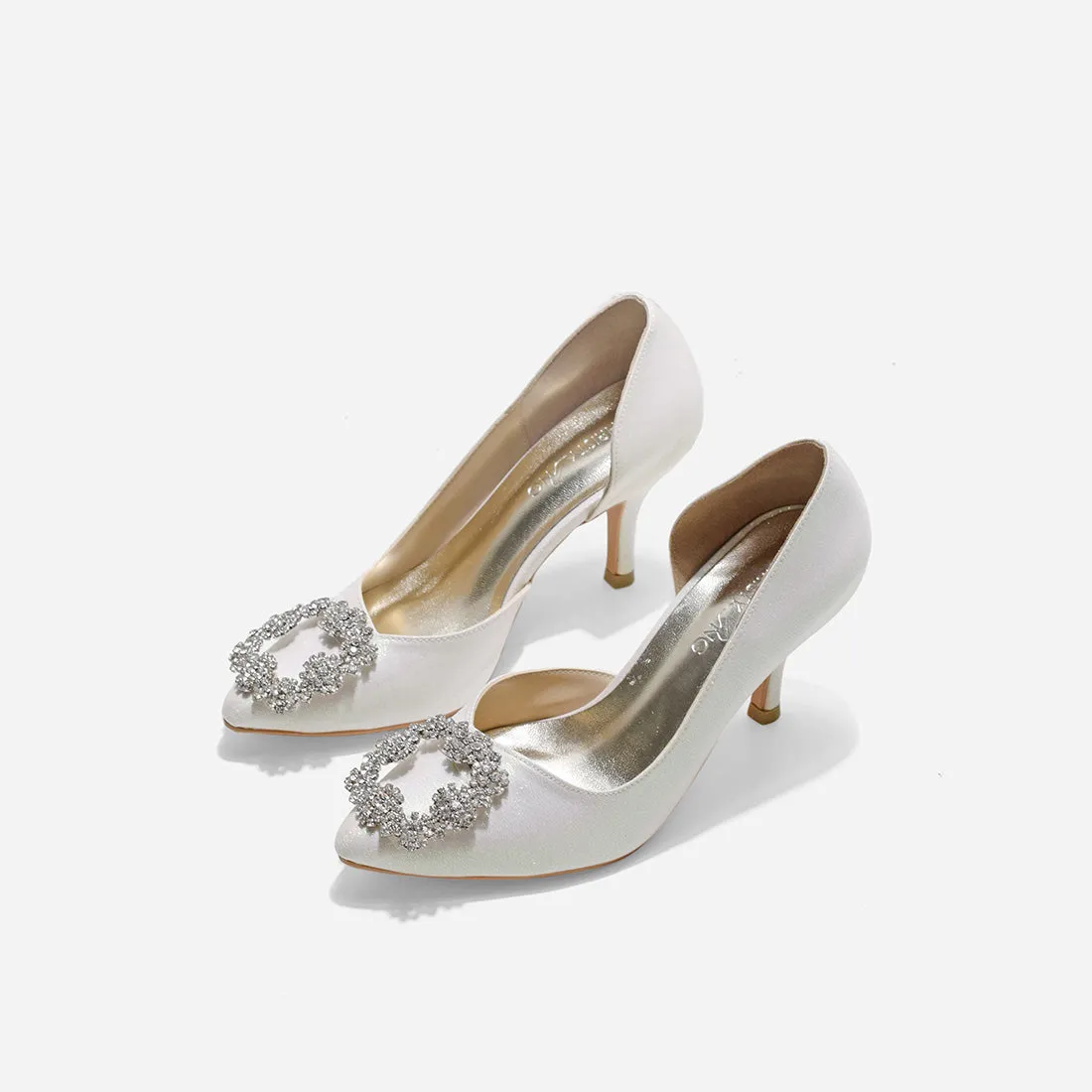 Jade Cynthia White Glitter Heels