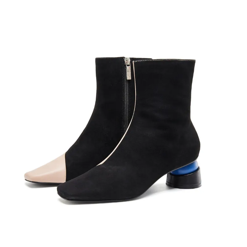 Ladies Color Block Mid Bootie 5570 Black