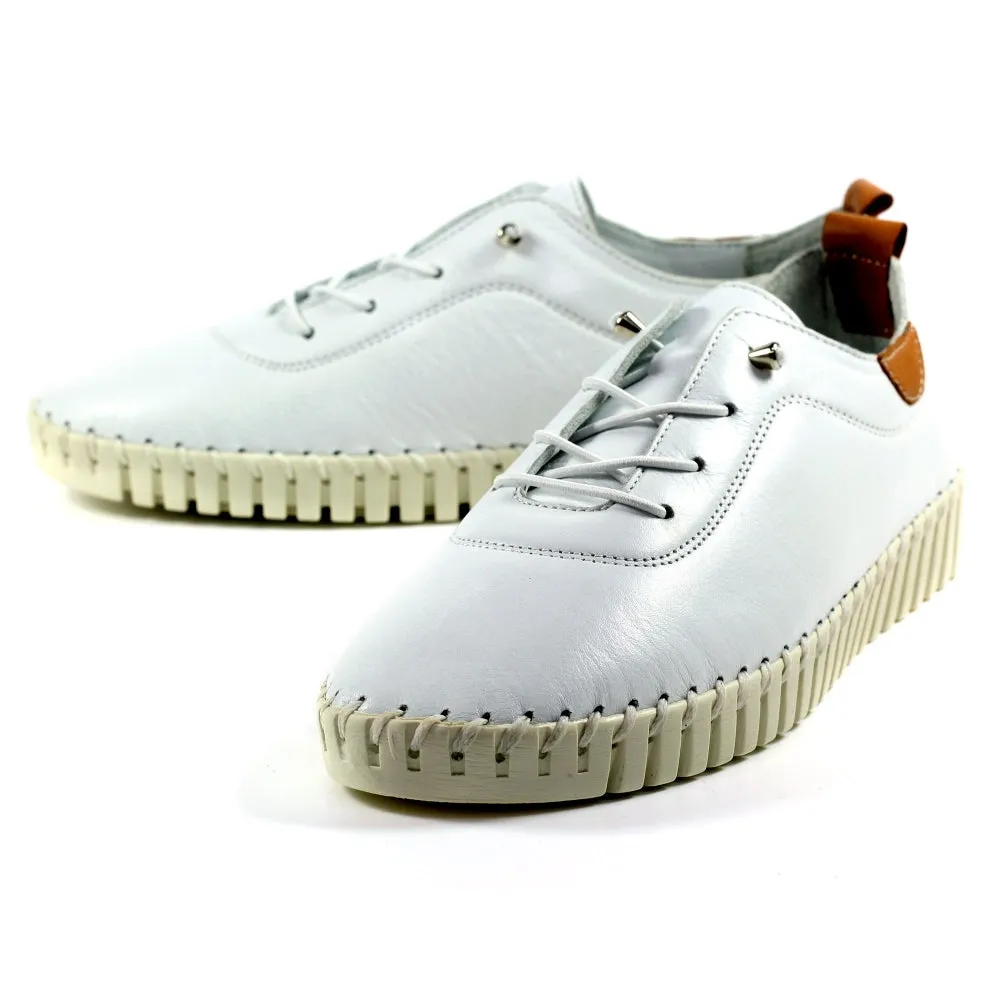 Ladies Soft White Leather Shoes Flamborough Plimsoles Lunar Shoes sale