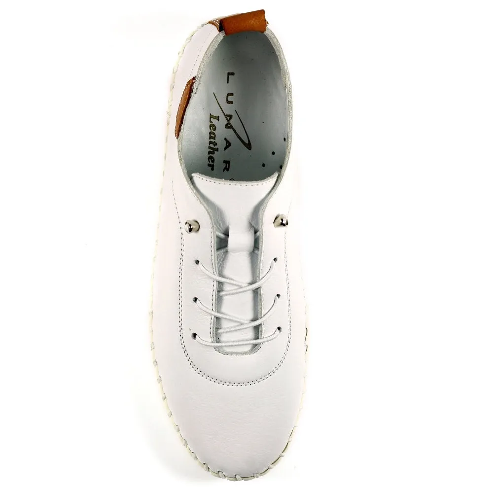 Ladies Soft White Leather Shoes Flamborough Plimsoles Lunar Shoes sale