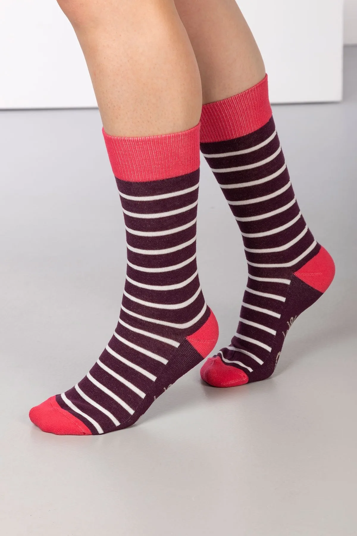 Ladies Striped Ankle Socks