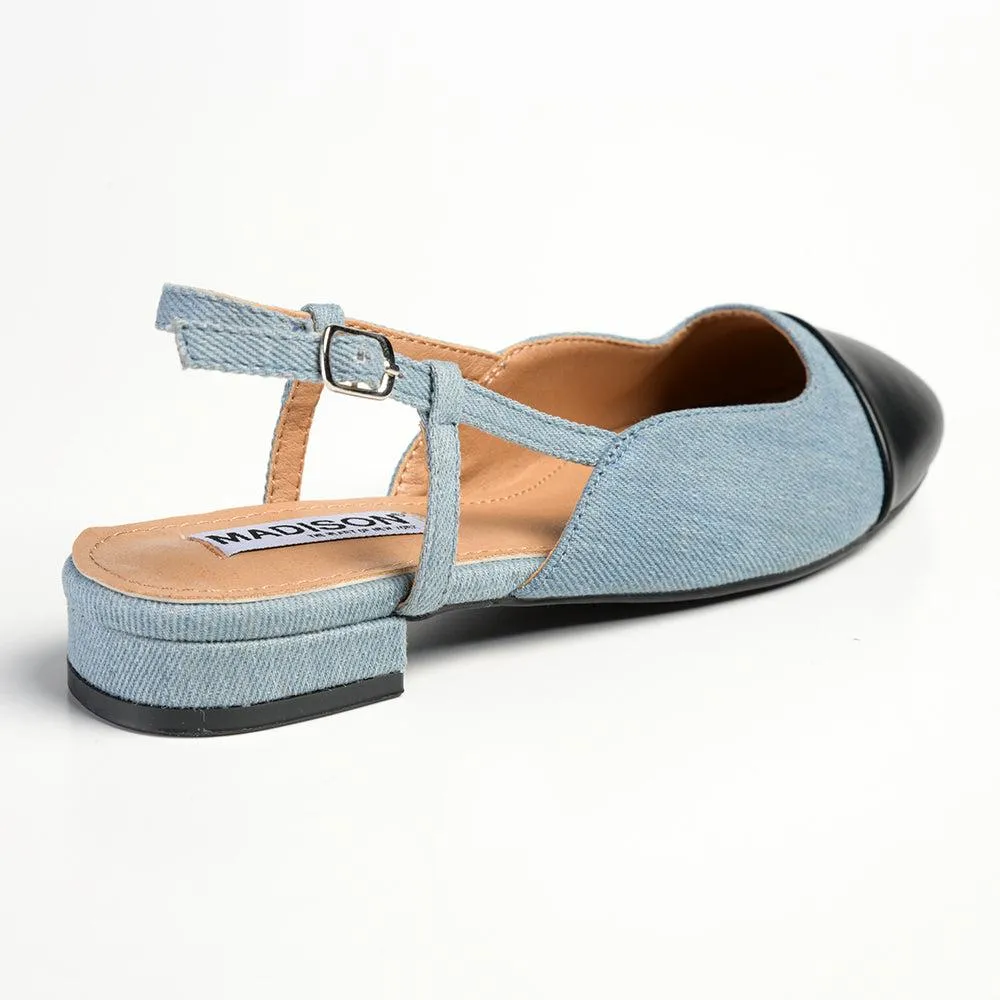 Madison Bluma Low Block Heel Slingback Sandal - Black / Blue